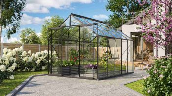 Zahradní skleník Vitavia Uranus 8300 čiré sklo 3 mm černý