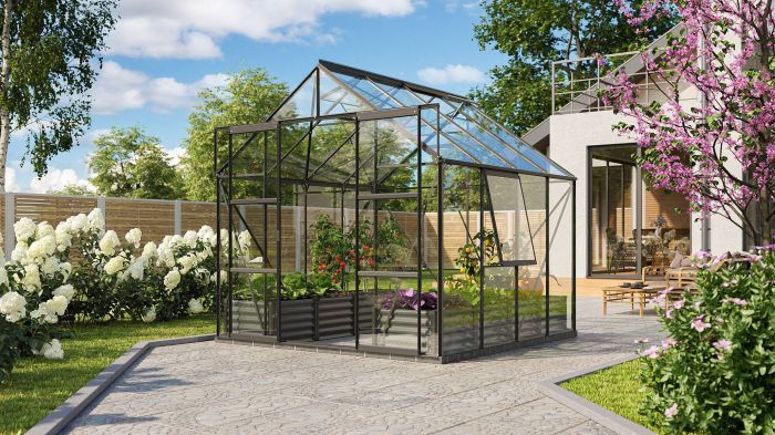 Zahradní skleník Vitavia Uranus 6700 čiré sklo 3 mm černý