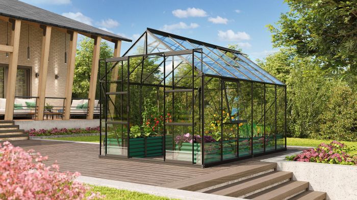 Zahradní skleník Vitavia Uranus 9900 čiré sklo 3 mm černý