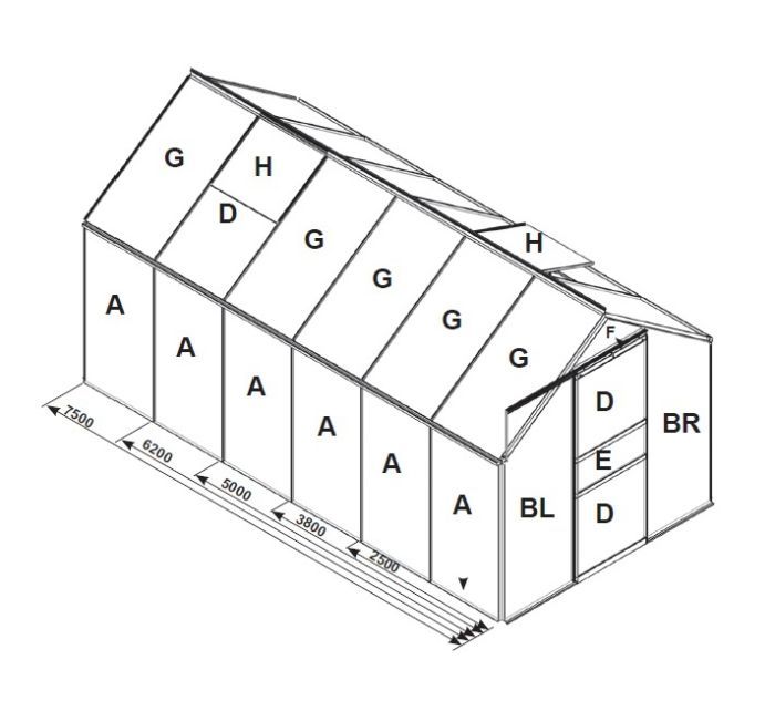 Náhradní prosklení pro skleník VITAVIA VENUS 2500 PC 4 mm