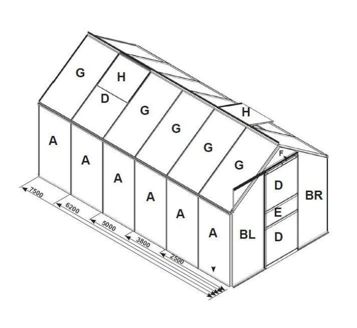 Náhradní prosklení pro skleník VITAVIA VENUS 5000 PC 6 mm