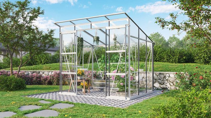 Zahradní skleník Vitavia PLAYA 5900 sklo 3 mm PC 6 mm stříbrný