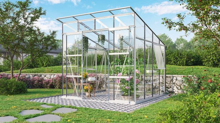 Zahradní skleník Vitavia PLAYA 7600 sklo 3 mm PC 6 mm stříbrný
