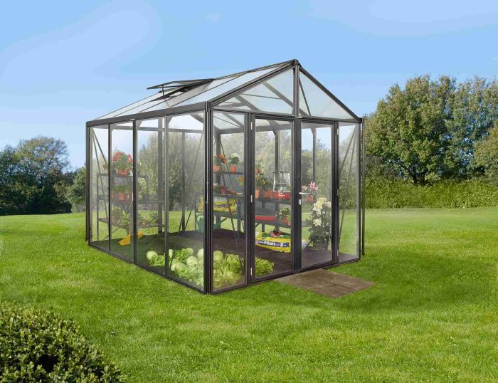 Zahradní skleník Vitavia ZEUS COMFORT 8100 sklo 3 mm PC 10 mm černý
